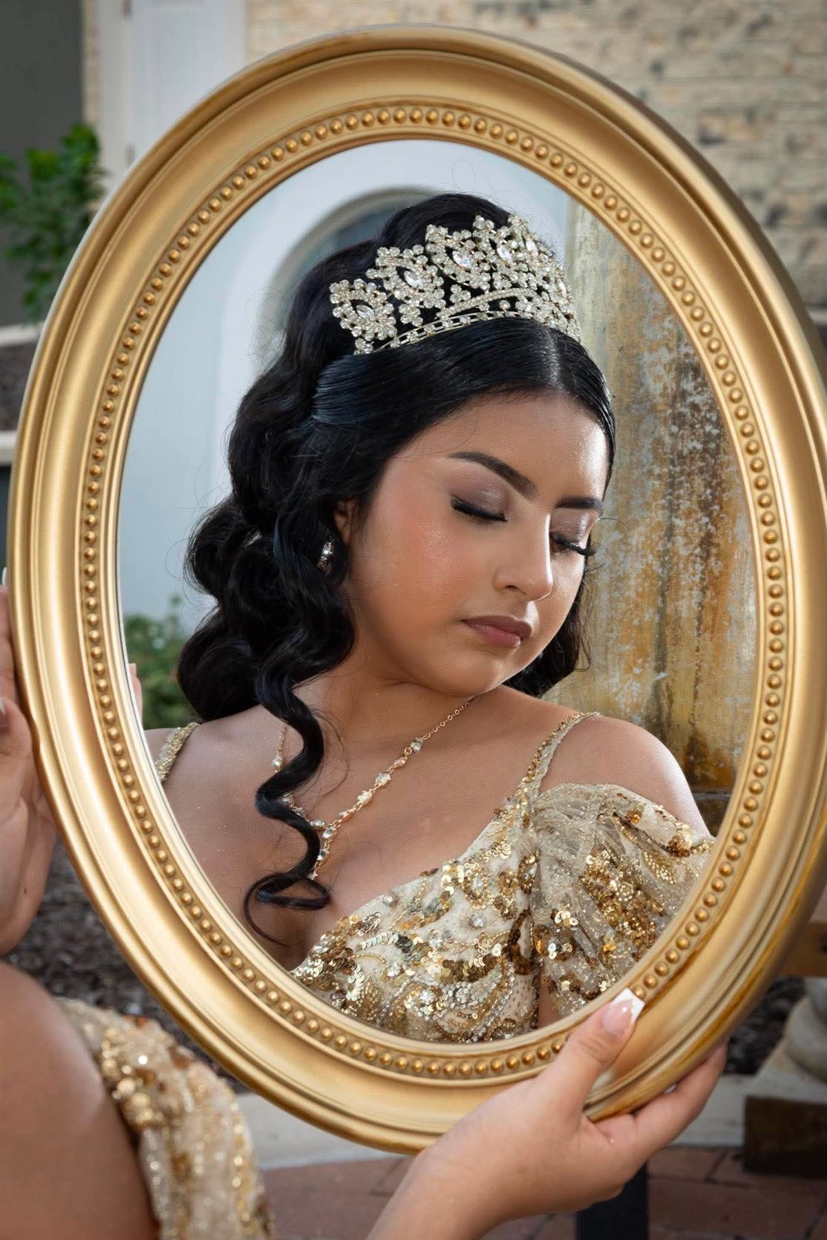 Close quinceañera hair and makeup portrait