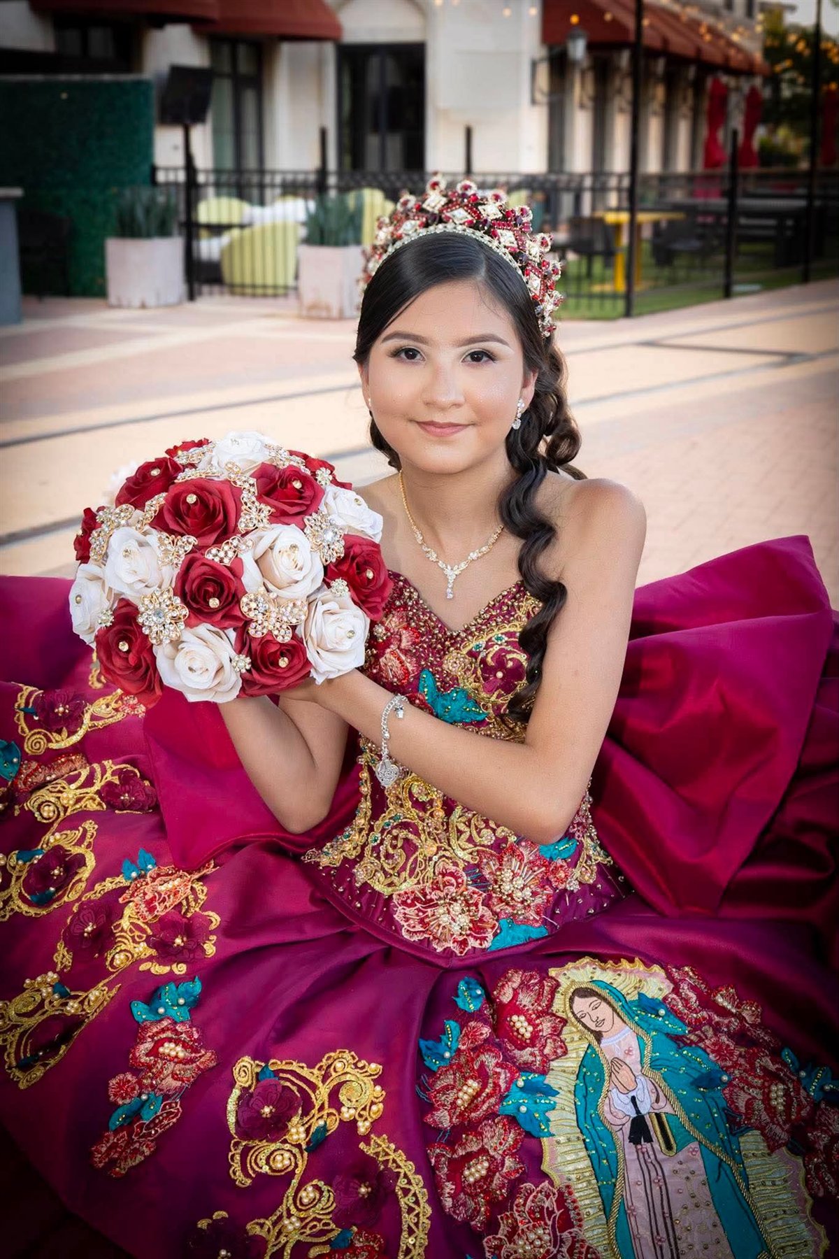 Quinceañera portrait at sunset